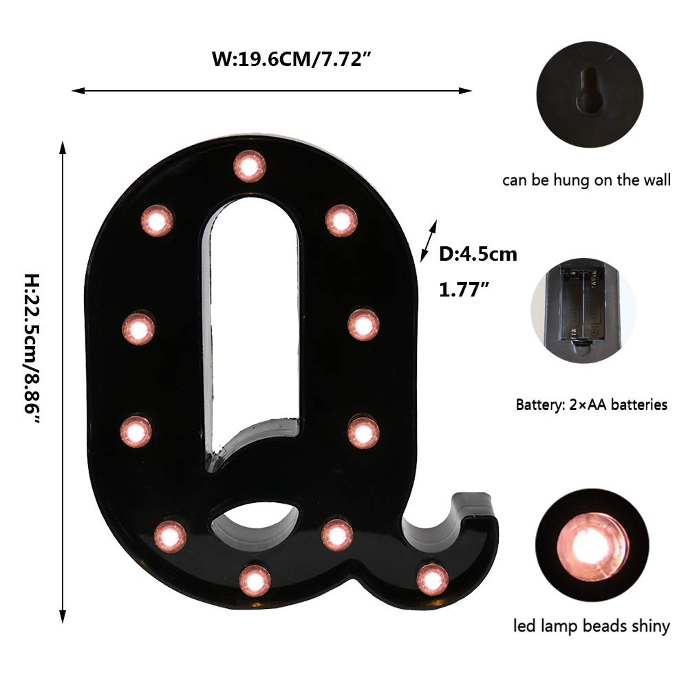 OYCBUZO Light Up Black Alphabet Marquee Letters Sign LED Marquee Number Lights Sign for Night Light Home Bar Christmas Lamp Birt